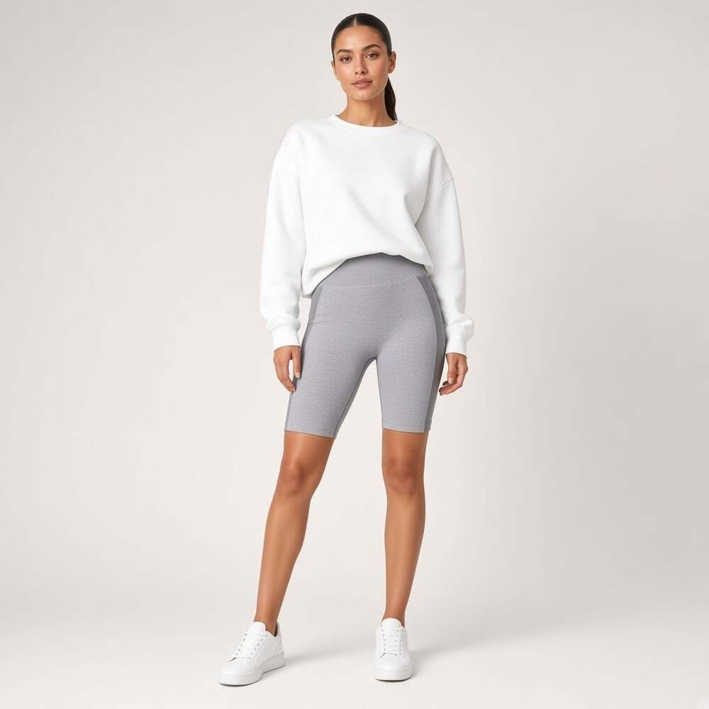 Kimberly C Seamless Color Block Biker Shorts Mauve Gray High Waist Size L